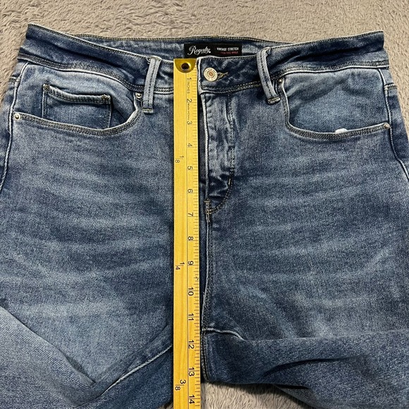 Royalty For Me Vintage Stretch High Rise Ankle Jeans Women's 14W 32x26 Raw Hem - Picture 5 of 15